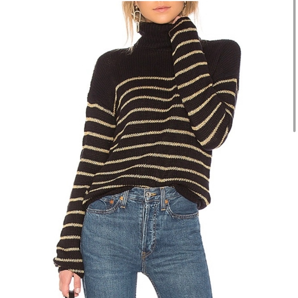 A.L.C Elisa Turtleneck Knit Pullover Sweater Striped Small Italian Yarn